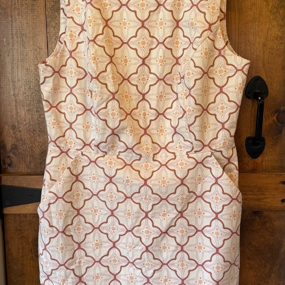 Boden Talia Trellis Sheath Drwss Cream and Pink Patterned Garment 10R - Picture 3 of 6